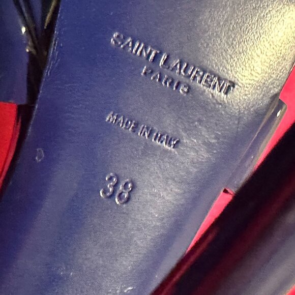 Saint Laurent YSL Tribute Blue Patent Leather Sandals, 38 - Picture 6 of 7